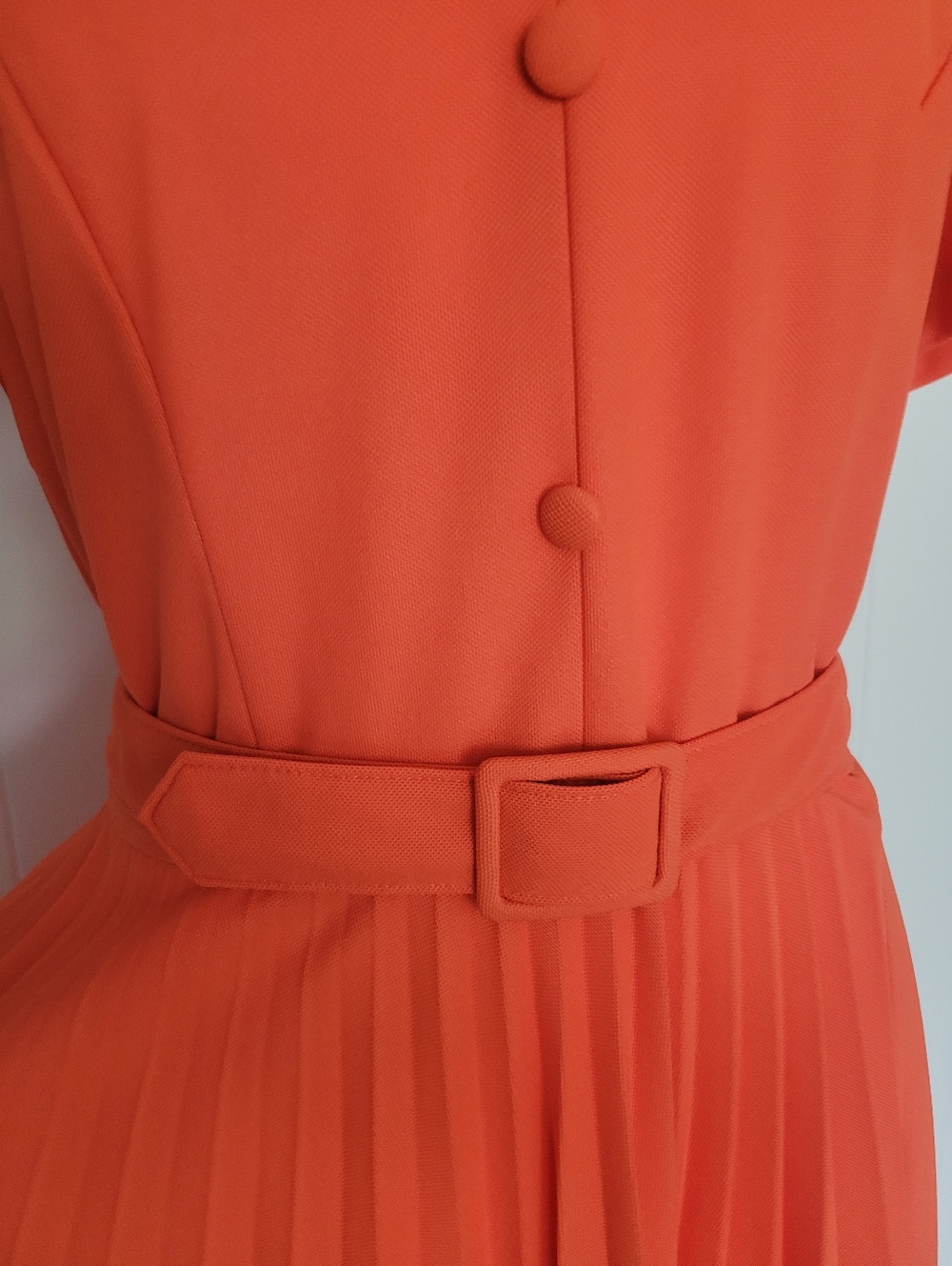 Vintage Hobnobber Dress 60s Secretary Mad Men Mod Belted Pleated Houswwife S/M - Picture 3 of 8
